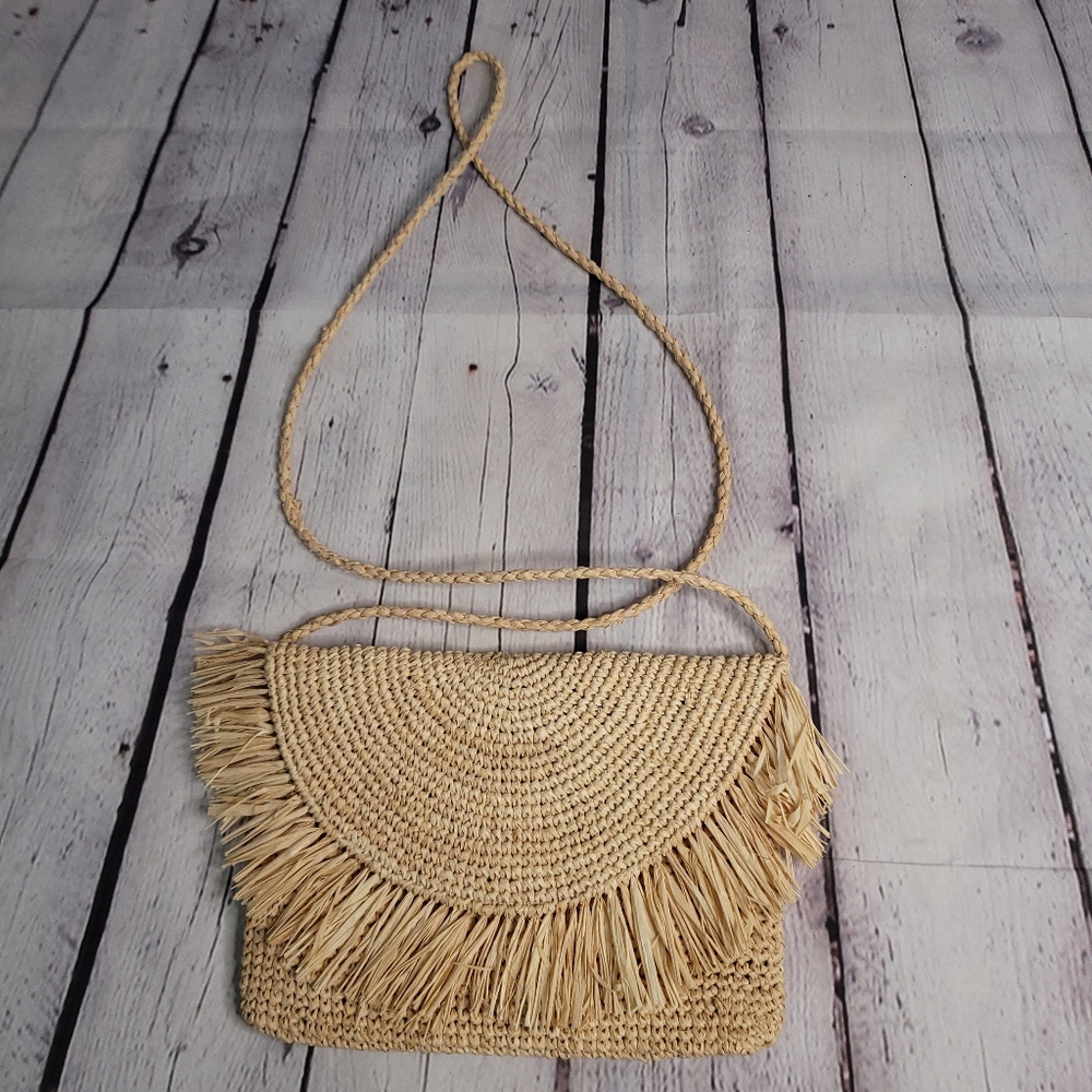 Natural Straw Crossbody Bag